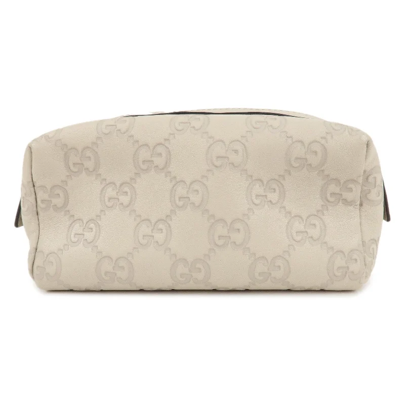 GUCCI Guccissima Leather Pouch Cosmetic Pouch Ivory 153228