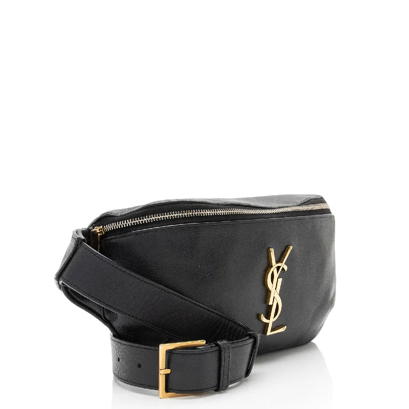 Saint Laurent Grain de Poudre Monogram Cassandre Belt Bag Gvv9El