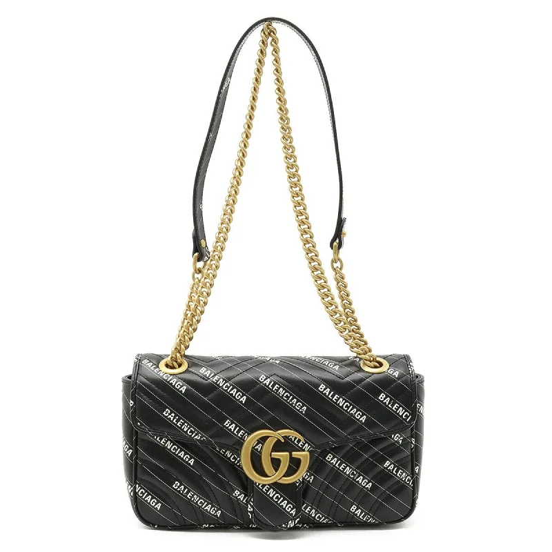 Gucci BALENCIAGA Balenciaga Collaboration GG Marmont The Hacker Project Small Bag Shoulder Black 443497