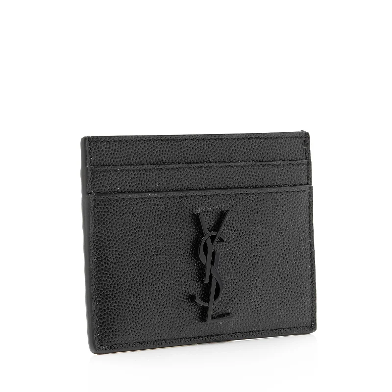 Saint Laurent Grain de Poudre Monogram Card Case 23859