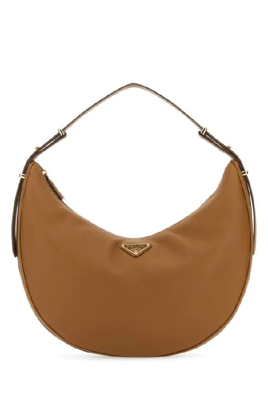 Prada Women Caramel Leather Big Arquã¨ Handbag