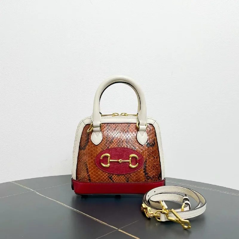 Gucci 1955 Horsebit Snakeskin Small Top Handle Bag Multicolor