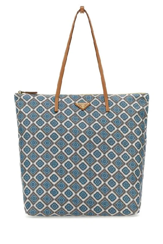 Prada Women Printed Re-Nylon Shopping Bag