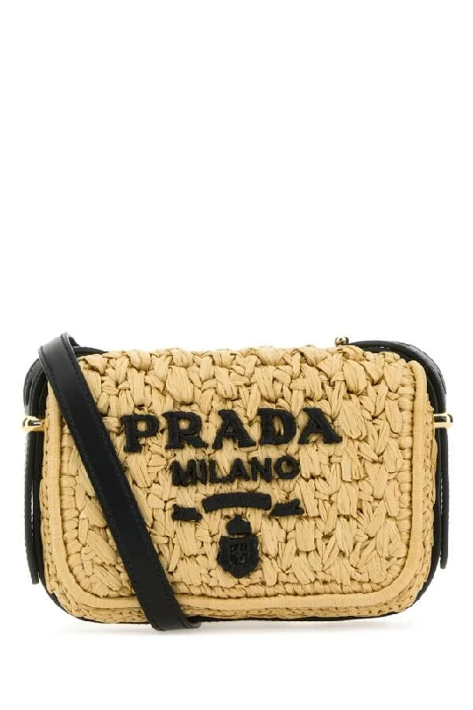 Prada Women Raffia Crossbody Bag