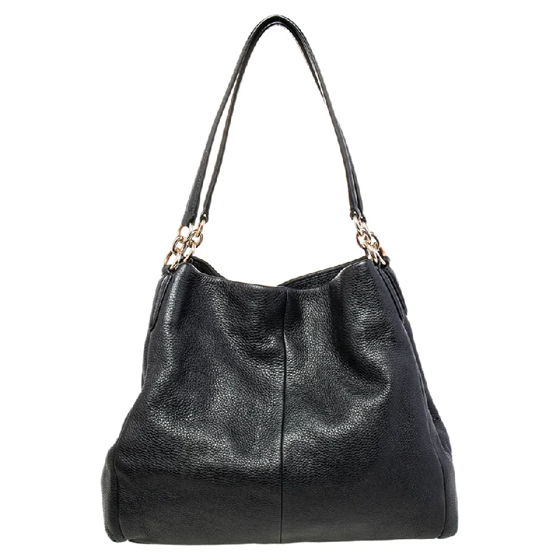 Black Leather Edie Shoulder Bag