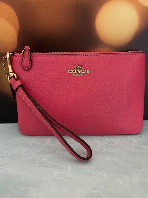 Coach Wristlet Small Wallet Pebbled Leather Watermelon 22952 Bag NEW