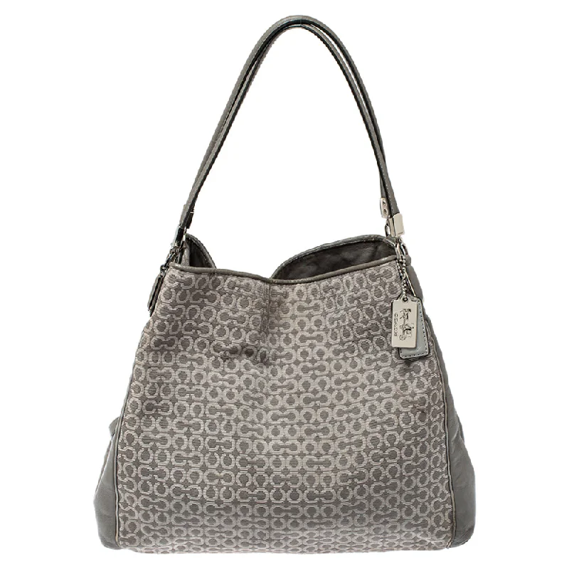 Grey Signature Canvas and Leather Edie 31 Shoulder Bag