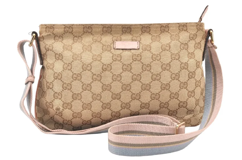 Authentic GUCCI Shoulder Cross Body Bag GG Canvas Leather 189749 Beige 6069K