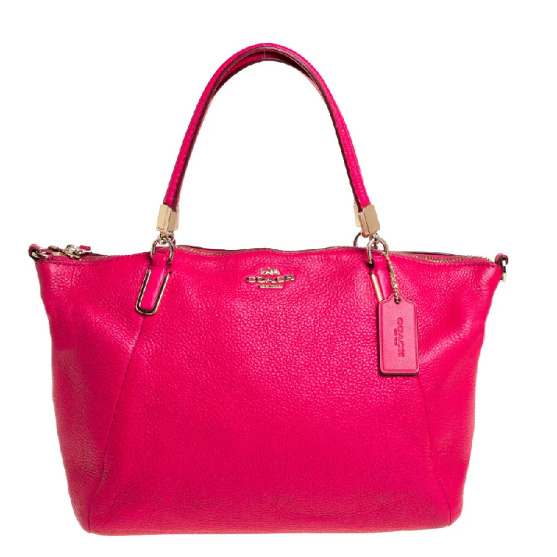 Fuchsia Leather Small Kelsey Satchel