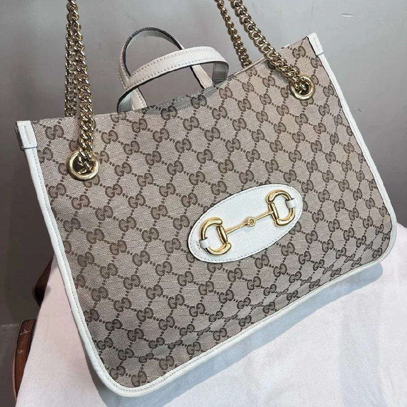 Gucci 1955 Beige White Monogram Large Tote Bag