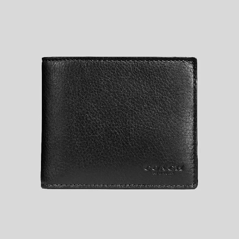 COACH Men's 3 In 1 Wallet In Smooth Calf Leather Black CR911