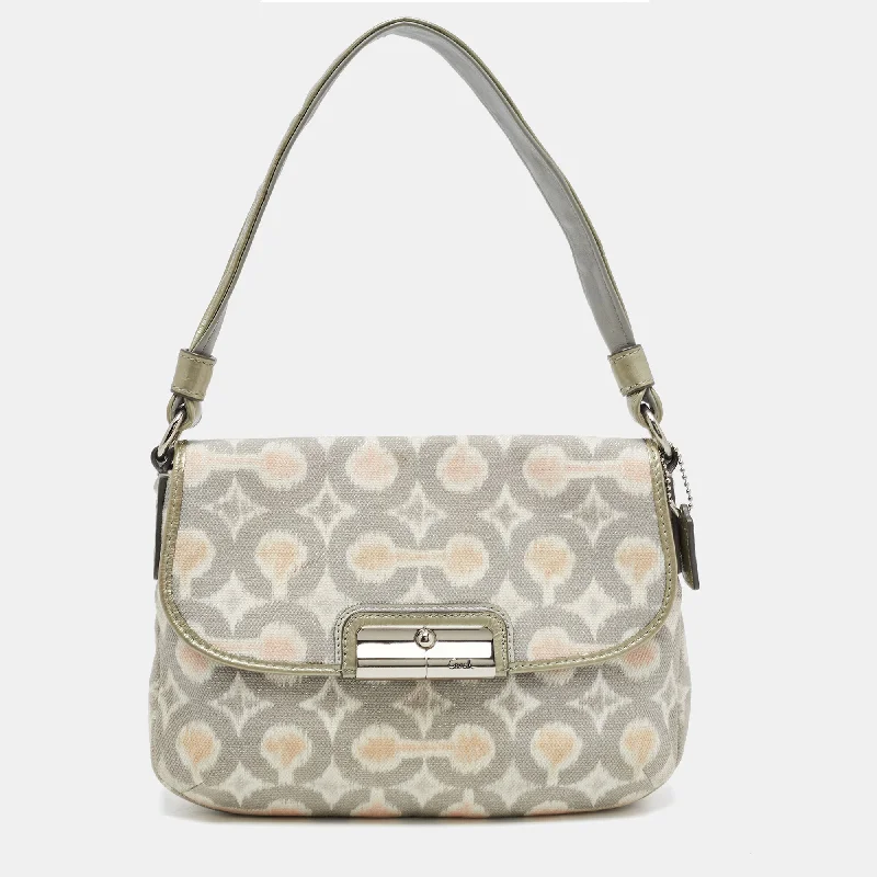 Grey/Multicolor Signature Canvas Op Art Kristin Shoulder Bag