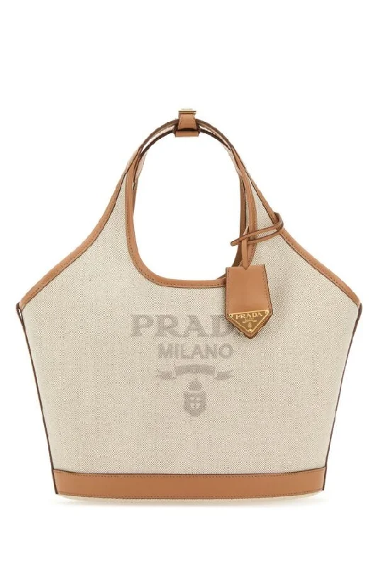 Prada Women Sand Canvas Handbag