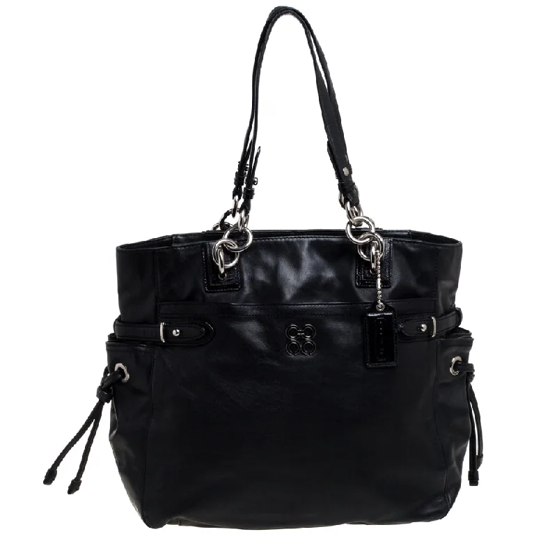 Black Leather Colette Shopper Tote