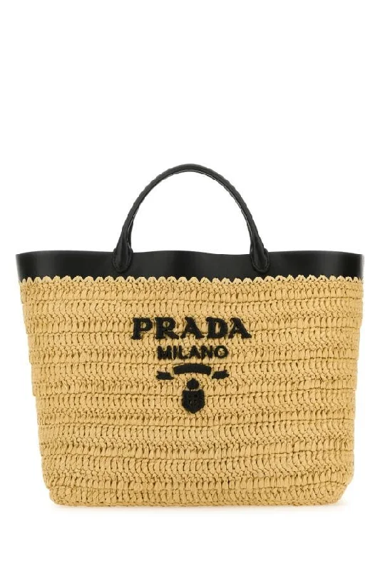 Prada Women Raffia Shopping Bag