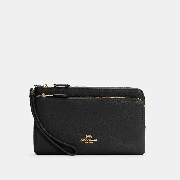 Coach Double Zip Wallet In Black