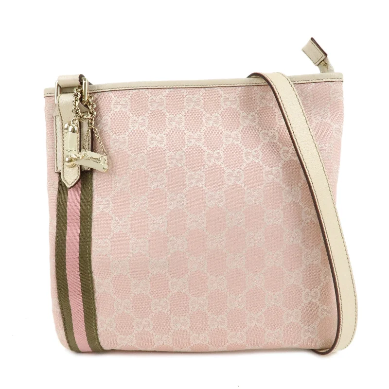 GUCCI Sherry GG Canvas Leather Shoulder Bag Pink Ivory 144388
Used F/S