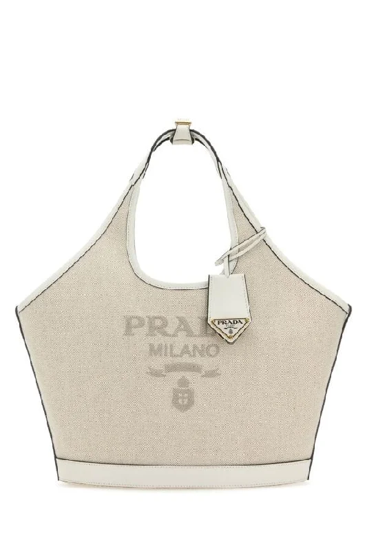 Prada Women Sand Canvas Handbag