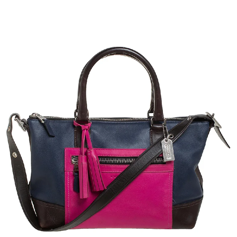 Multicolor Leather  Front Zip Tote