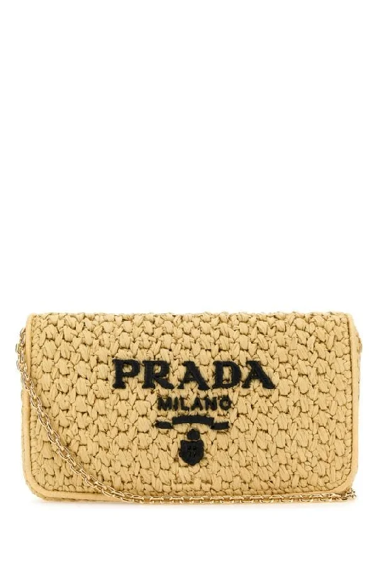 Prada Women Raffia Crossbody Bag