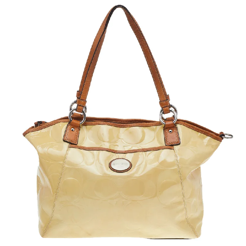 Cream Signature Patent Leather Peyton Tote