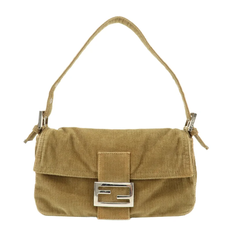 FENDI Corduroy Mamma Bucket Shoulder Bag Brown 26424