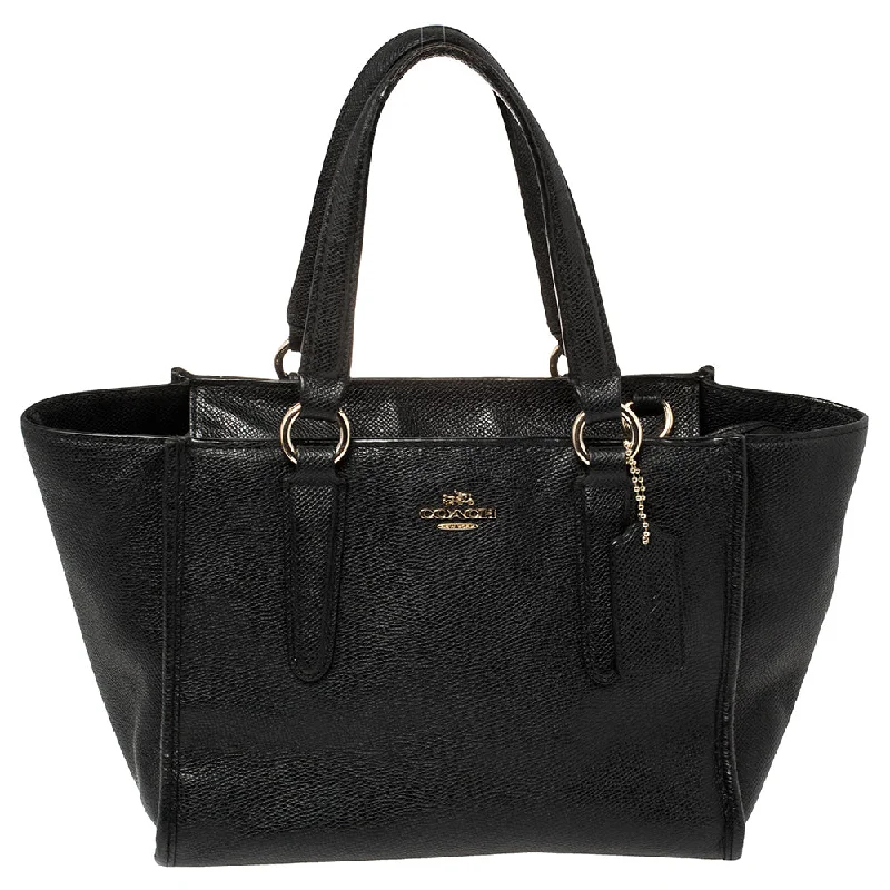 Black Textured Leather Crosby Tote