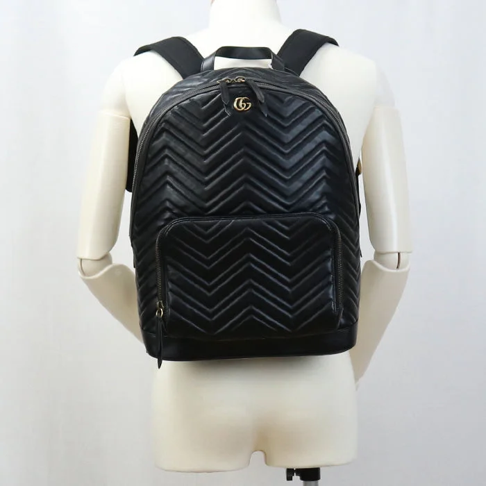 GUCCI 523405 1000 Backpack GG Marmont leather Black unisex