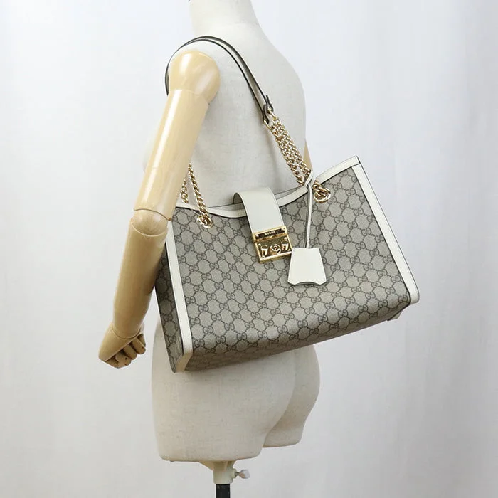 GUCCI 479197 GG Medium tote bag Padlock Shoulder PVC beige Women