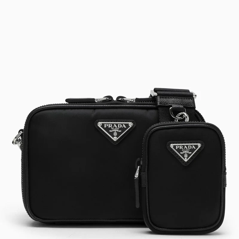 Prada Black Brique Bag In Re-Nylon And Saffiano Leather Men