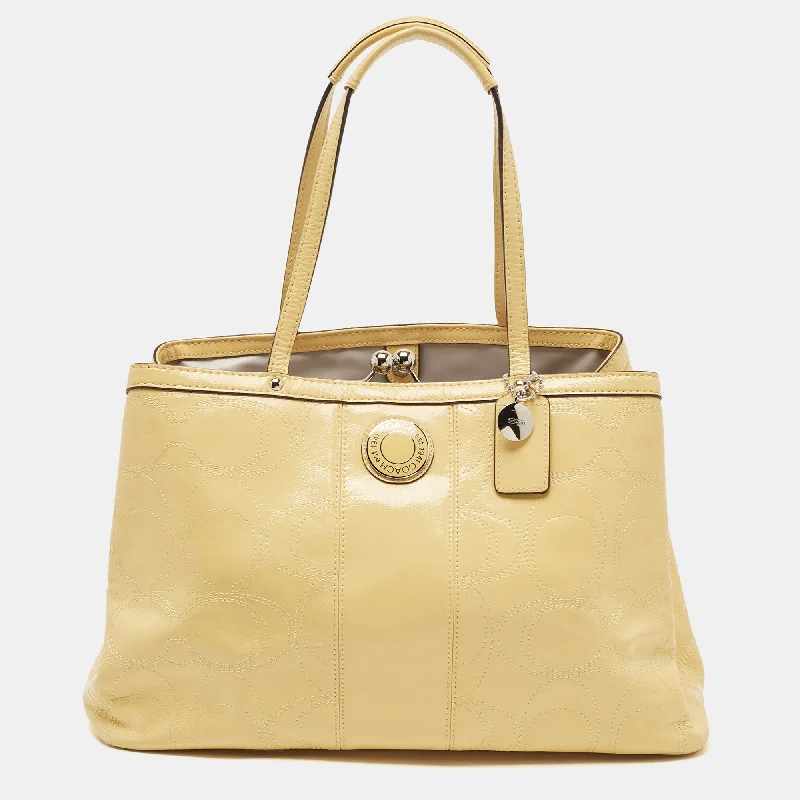 Yellow Op Art Patent Leather Kisslock Tote