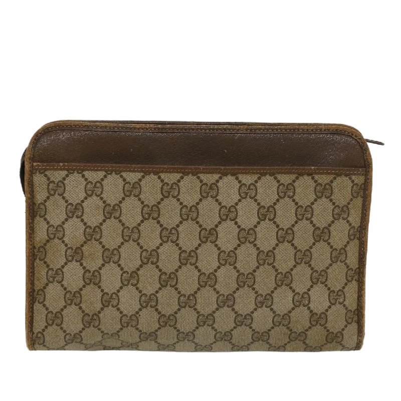 GUCCI GG Canvas Clutch Bag PVC Leather Beige 97.01.037  ar9696B