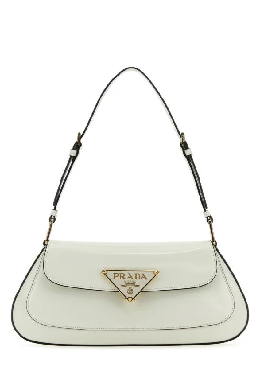 Prada Women White Leather Shoulder Bag