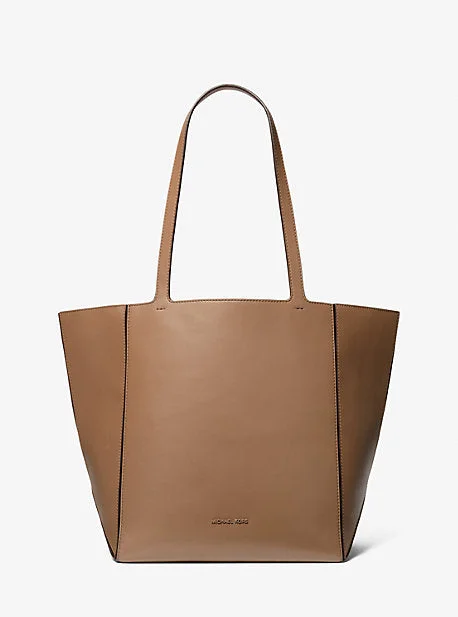 MK Jordi Large Leather Tote Bag - Brown - Michael Kors