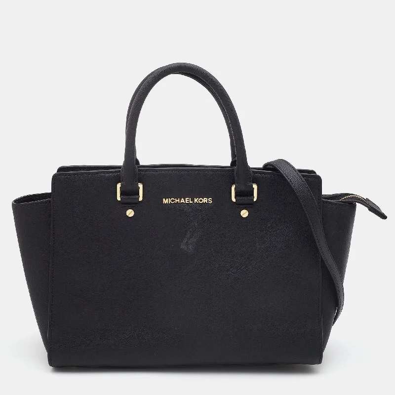 Black Leather Selma Satchel