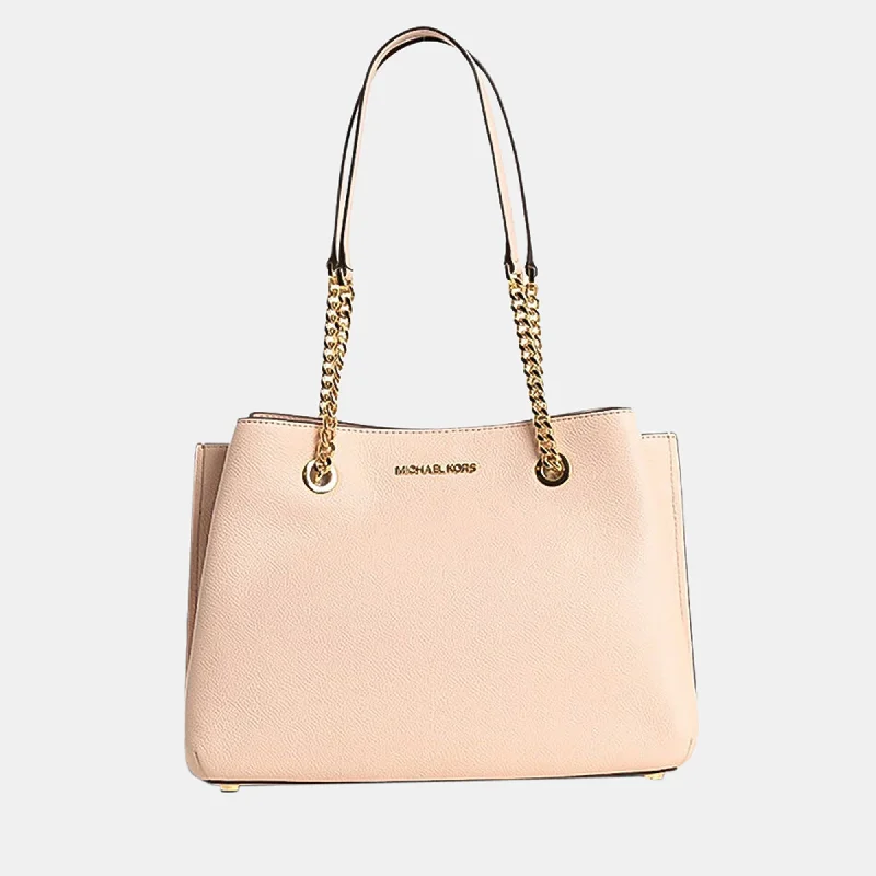 Beige - Leather - Satchel Shoulder Bag