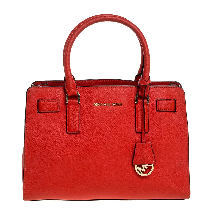 Michael Michael Kors Red Leather Medium Hamilton Tote