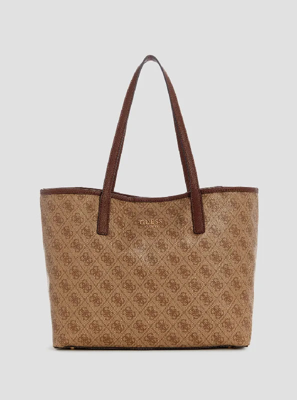 Light Brown Logo Vikky 2 in 1 Tote Bag