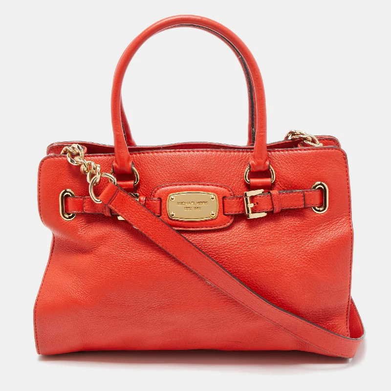 Red Leather East West Hamilton Tote