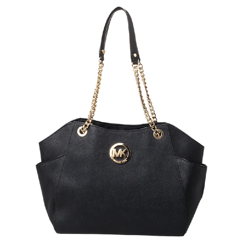 Black Leather Jet Set Tote