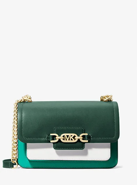 MK Heather Large Color-Block Leather Shoulder Bag - Green - Michael Kors