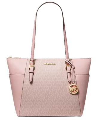 Michael Michael Kors Charlotte Large Logo and Leather Top Zip Tote Bag