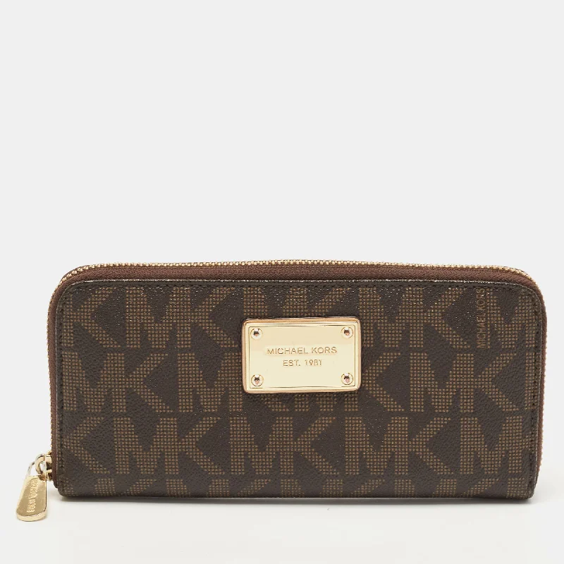 Dark Brown Monogram Coated Canvas Zip Around Wallet