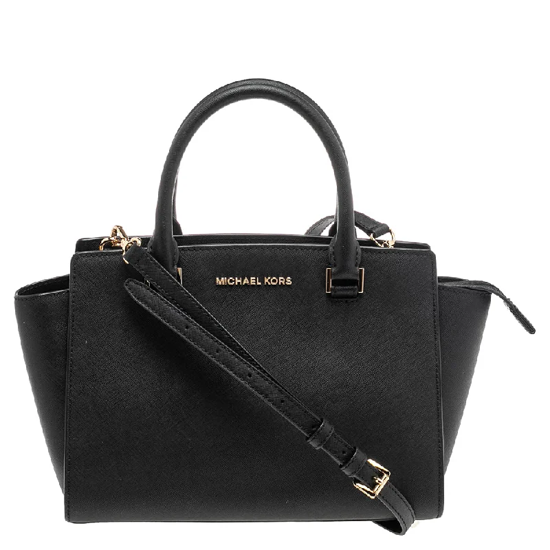 Black Leather Selma Satchel