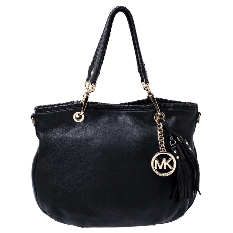 Black Leather Tassel Satchel