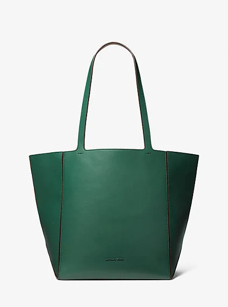 MK Jordi Large Leather Tote Bag - Green - Michael Kors