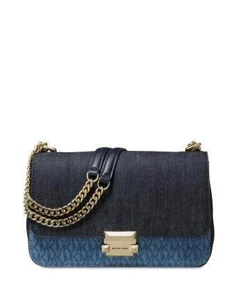 Michael Michael Kors Sloan Signature Denim Chain Shoulder Bag