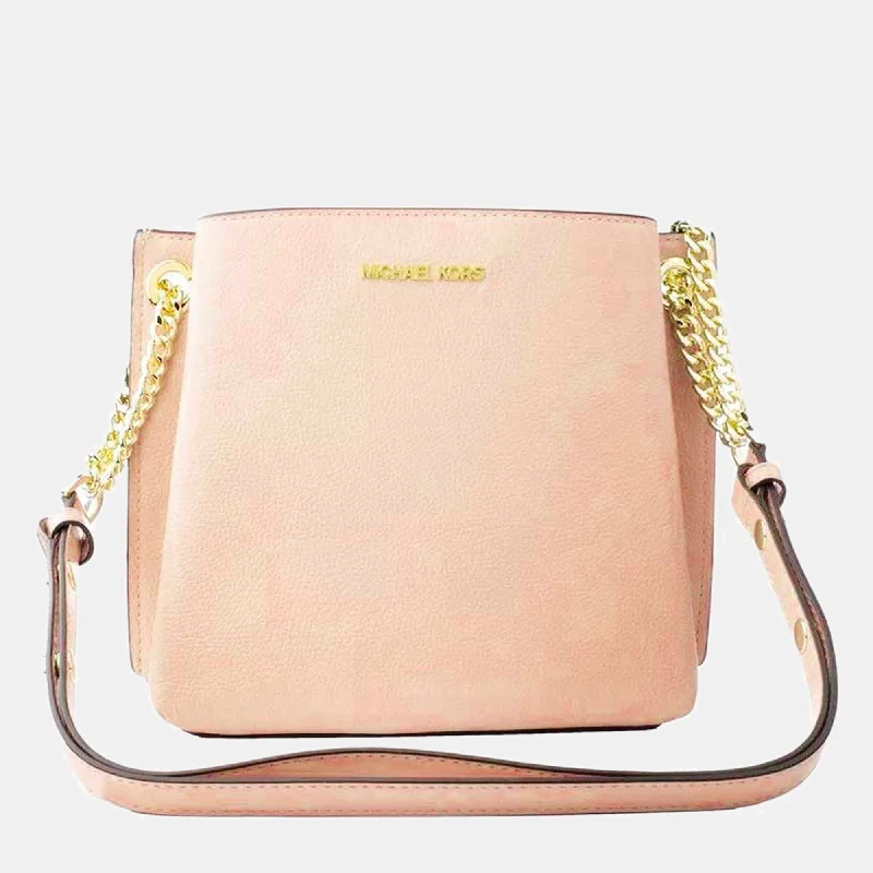 Powder Blush Leather Small Teagan Crossbody Bag