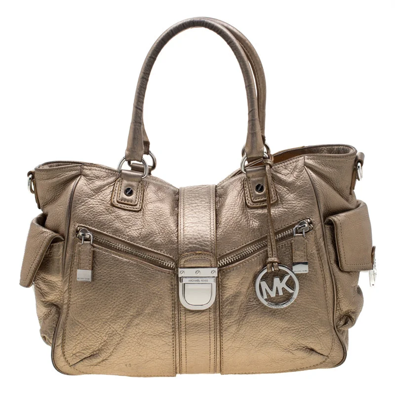 Metallic Gold Leather Satchel