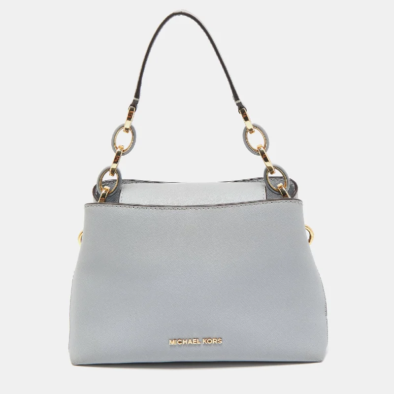 Light Blue Saffiano Leather Portia Satchel